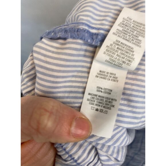 Aerie Good Day Short Size Large Blue Striped Elastic Waist Cotton Pockets - Picture 6 of 6